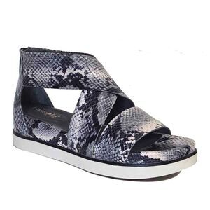 NEW bussola Women Postdam Pitone Cloud Crisscross Flatform Zip Sandal